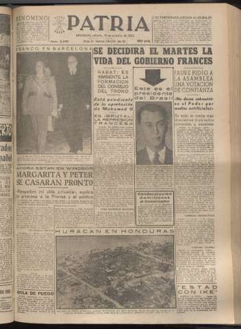 'Patria : diario de Falange Española Tradicionalista y de las J.O.N.S.' - Año XX Número 6266 - 1955 octubre 15