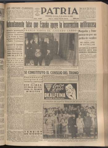 'Patria : diario de Falange Española Tradicionalista y de las J.O.N.S.' - Año XX Número 6267 - 1955 octubre 16