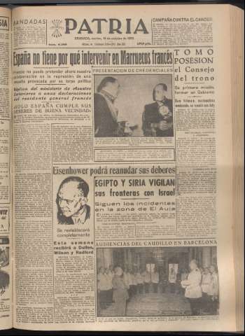 'Patria : diario de Falange Española Tradicionalista y de las J.O.N.S.' - Año XX Número 6268 - 1955 octubre 18