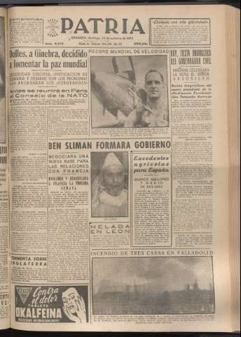 'Patria : diario de Falange Española Tradicionalista y de las J.O.N.S.' - Año XX Número 6273 - 1955 octubre 23