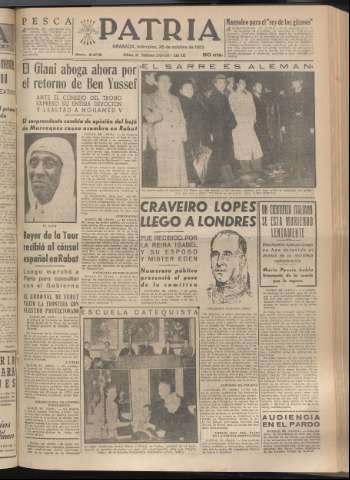 'Patria : diario de Falange Española Tradicionalista y de las J.O.N.S.' - Año XX Número 6275 - 1955 octubre 26