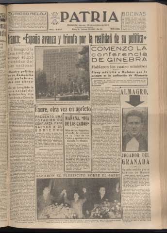 'Patria : diario de Falange Española Tradicionalista y de las J.O.N.S.' - Año XX Número 6277 - 1955 octubre 28