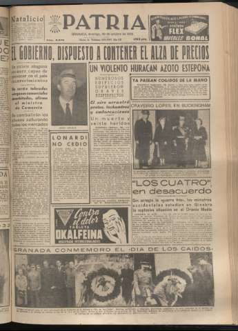 'Patria : diario de Falange Española Tradicionalista y de las J.O.N.S.' - Año XX Número 6279 - 1955 octubre 30