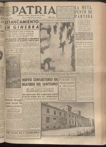 'Patria : diario de Falange Española Tradicionalista y de las J.O.N.S.' - Año XX Número 6284 - 1955 noviembre 5