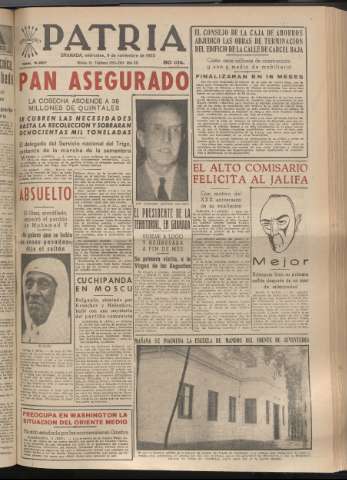 'Patria : diario de Falange Española Tradicionalista y de las J.O.N.S.' - Año XX Número 6287 - 1955 noviembre 9