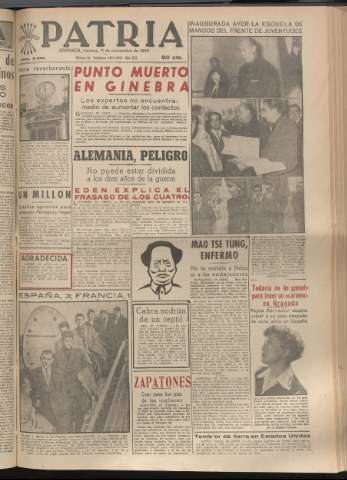 'Patria : diario de Falange Española Tradicionalista y de las J.O.N.S.' - Año XX Número 6289 - 1955 noviembre 11