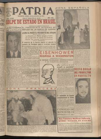 'Patria : diario de Falange Española Tradicionalista y de las J.O.N.S.' - Año XX Número 6290 - 1955 noviembre 12