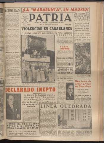 'Patria : diario de Falange Española Tradicionalista y de las J.O.N.S.' - Año XX Número 6299 - 1955 noviembre 23