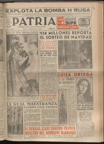 'Patria : diario de Falange Española Tradicionalista y de las J.O.N.S.' - Año XX Número 6300 - 1955 noviembre 24
