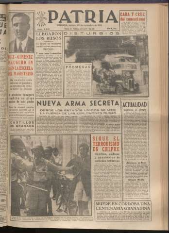 'Patria : diario de Falange Española Tradicionalista y de las J.O.N.S.' - Año XX Número 6301 - 1955 noviembre 25