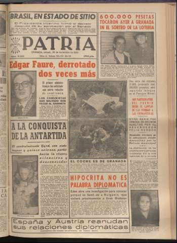 'Patria : diario de Falange Española Tradicionalista y de las J.O.N.S.' - Año XX Número 6302 - 1955 noviembre 26
