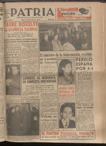 'Patria : diario de Falange Española Tradicionalista y de las J.O.N.S.' - Año XX Número 6306 - 1955 diciembre 1