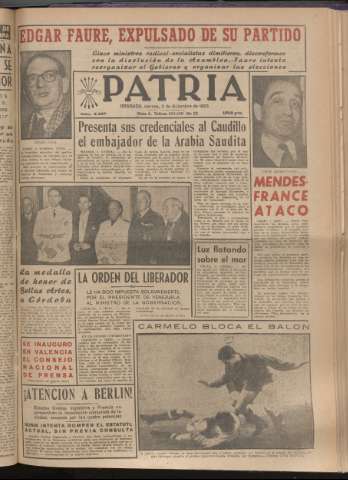 'Patria : diario de Falange Española Tradicionalista y de las J.O.N.S.' - Año XX Número 6307 - 1955 diciembre 2