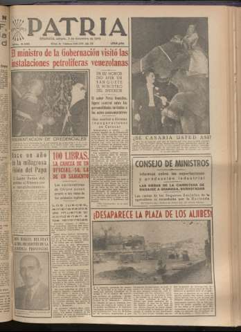 'Patria : diario de Falange Española Tradicionalista y de las J.O.N.S.' - Año XX Número 6308 - 1955 diciembre 3