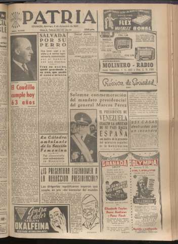 'Patria : diario de Falange Española Tradicionalista y de las J.O.N.S.' - Año XX Número 6308 - 1955 diciembre 4