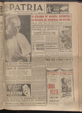 'Patria : diario de Falange Española Tradicionalista y de las J.O.N.S.' - Año XX Número 6314 - 1955 diciembre 11