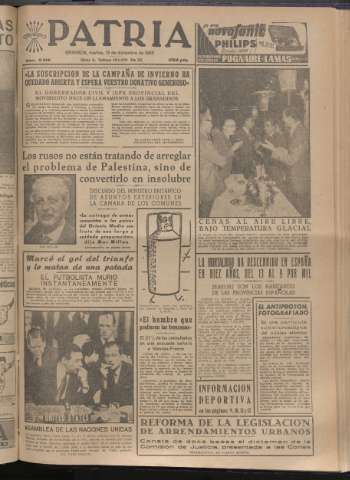 'Patria : diario de Falange Española Tradicionalista y de las J.O.N.S.' - Año XX Número 6315 - 1955 diciembre 13