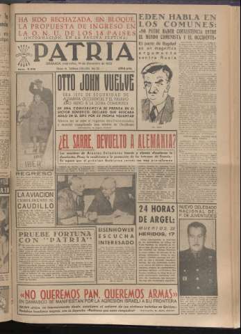 'Patria : diario de Falange Española Tradicionalista y de las J.O.N.S.' - Año XX Número 6316 - 1955 diciembre 14
