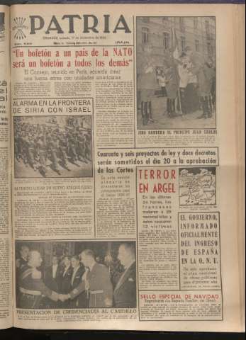 'Patria : diario de Falange Española Tradicionalista y de las J.O.N.S.' - Año XX Número 6319 - 1955 diciembre 17