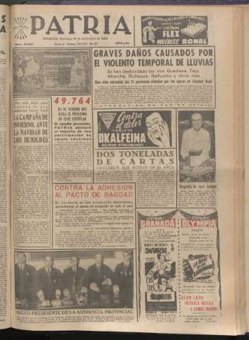 'Patria : diario de Falange Española Tradicionalista y de las J.O.N.S.' - Año XX Número 6320 - 1955 diciembre 18