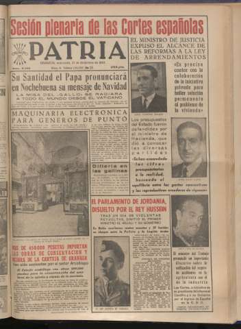 'Patria : diario de Falange Española Tradicionalista y de las J.O.N.S.' - Año XX Número 6322 - 1955 diciembre 21