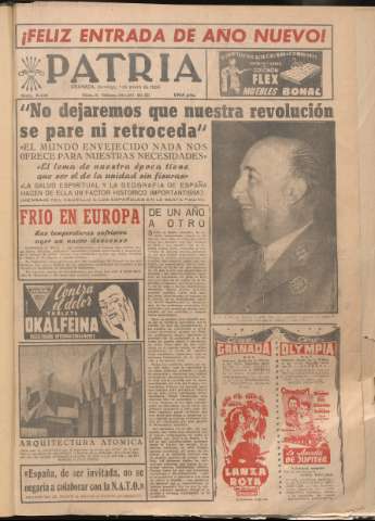 'Patria : diario de Falange Española Tradicionalista y de las J.O.N.S.' - Año XXI Número 6331 - 1956 enero 1