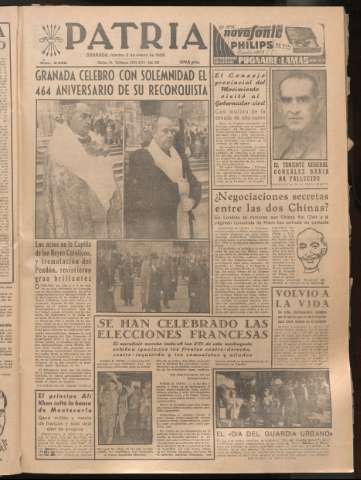 'Patria : diario de Falange Española Tradicionalista y de las J.O.N.S.' - Año XXI Número 6332 - 1956 enero 3