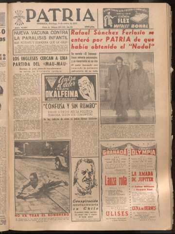 'Patria : diario de Falange Española Tradicionalista y de las J.O.N.S.' - Año XXI Número 6337 - 1956 enero 8