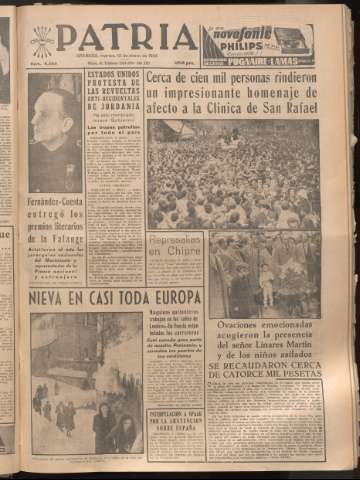 'Patria : diario de Falange Española Tradicionalista y de las J.O.N.S.' - Año XXI Número 6338 - 1956 enero 10