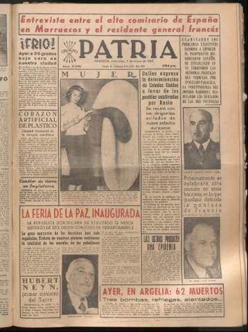 'Patria : diario de Falange Española Tradicionalista y de las J.O.N.S.' - Año XXI Número 6339 - 1956 enero 11