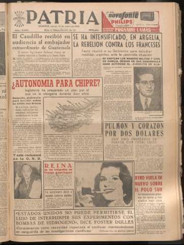'Patria : diario de Falange Española Tradicionalista y de las J.O.N.S.' - Año XXI Número 6340 - 1956 enero 12