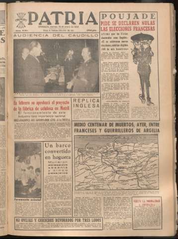 'Patria : diario de Falange Española Tradicionalista y de las J.O.N.S.' - Año XXI Número 6341 - 1956 enero 13