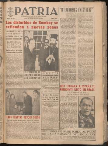 'Patria : diario de Falange Española Tradicionalista y de las J.O.N.S.' - Año XXI Número 6347 - 1956 enero 20