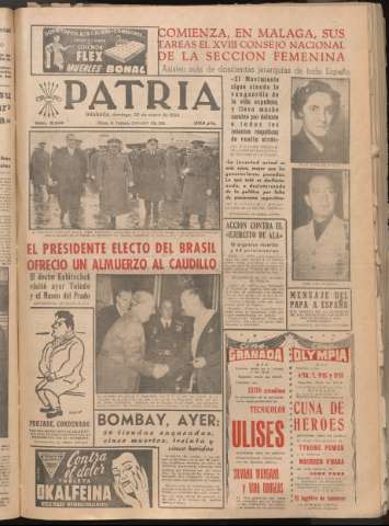'Patria : diario de Falange Española Tradicionalista y de las J.O.N.S.' - Año XXI Número 6349 - 1956 enero 22