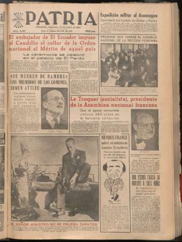 'Patria : diario de Falange Española Tradicionalista y de las J.O.N.S.' - Año XXI Número 6351 - 1956 enero 25