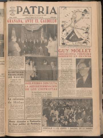 'Patria : diario de Falange Española Tradicionalista y de las J.O.N.S.' - Año XXI Número 6353 - 1956 enero 27