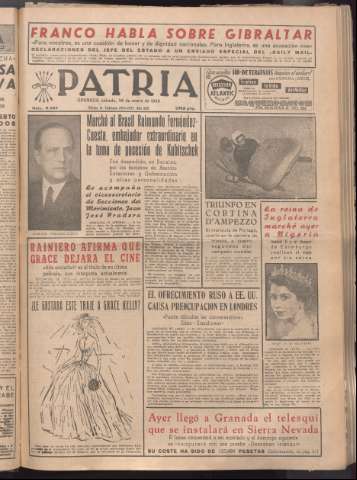 'Patria : diario de Falange Española Tradicionalista y de las J.O.N.S.' - Año XXI Número 6354 - 1956 enero 28