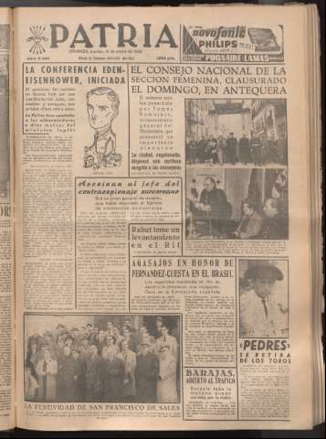'Patria : diario de Falange Española Tradicionalista y de las J.O.N.S.' - Año XXI Número 6356 - 1956 enero 31