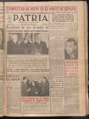 'Patria : diario de Falange Española Tradicionalista y de las J.O.N.S.' - Año XXI Número 6359 - 1956 febrero 3