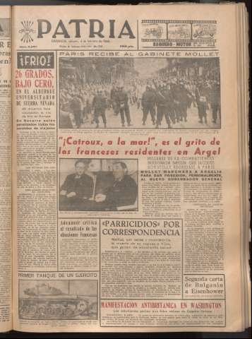 'Patria : diario de Falange Española Tradicionalista y de las J.O.N.S.' - Año XXI Número 6360 - 1956 febrero 4