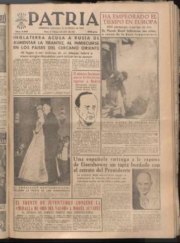'Patria : diario de Falange Española Tradicionalista y de las J.O.N.S.' - Año XXI Número 6369 - 1956 febrero 15