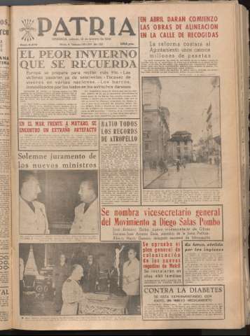 'Patria : diario de Falange Española Tradicionalista y de las J.O.N.S.' - Año XXI Número 6372 - 1956 febrero 18
