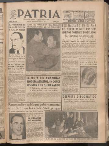 'Patria : diario de Falange Española Tradicionalista y de las J.O.N.S.' - Año XXI Número 6374 - 1956 febrero 21