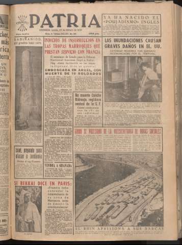 'Patria : diario de Falange Española Tradicionalista y de las J.O.N.S.' - Año XXI Número 6376 - 1956 febrero 23