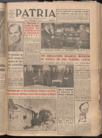'Patria : diario de Falange Española Tradicionalista y de las J.O.N.S.' - Año XXI Número 6377 - 1956 febrero 24