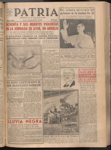 'Patria : diario de Falange Española Tradicionalista y de las J.O.N.S.' - Año XXI Número 6383 - 1956 marzo 2