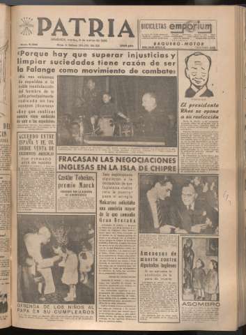 'Patria : diario de Falange Española Tradicionalista y de las J.O.N.S.' - Año XXI Número 6386 - 1956 marzo 5