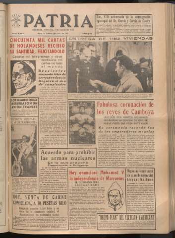 'Patria : diario de Falange Española Tradicionalista y de las J.O.N.S.' - Año XXI Número 6387 - 1956 marzo 7