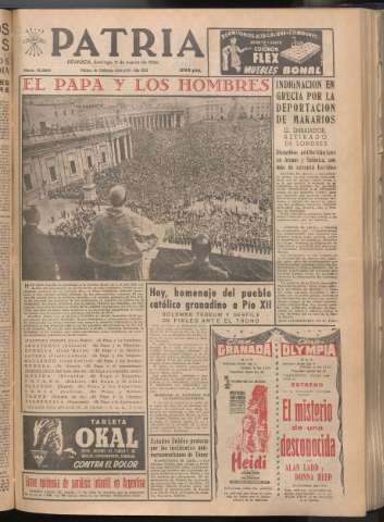 'Patria : diario de Falange Española Tradicionalista y de las J.O.N.S.' - Año XXI Número 6390 - 1956 marzo 11