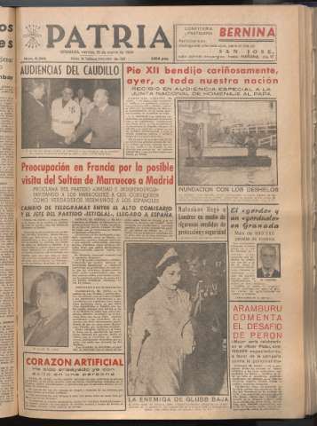 'Patria : diario de Falange Española Tradicionalista y de las J.O.N.S.' - Año XXI Número 6395 - 1956 marzo 16